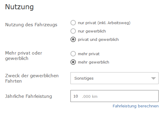 Vorsteuerabzugsberechtigt Angabe im Kfz Versicherungsvergleich